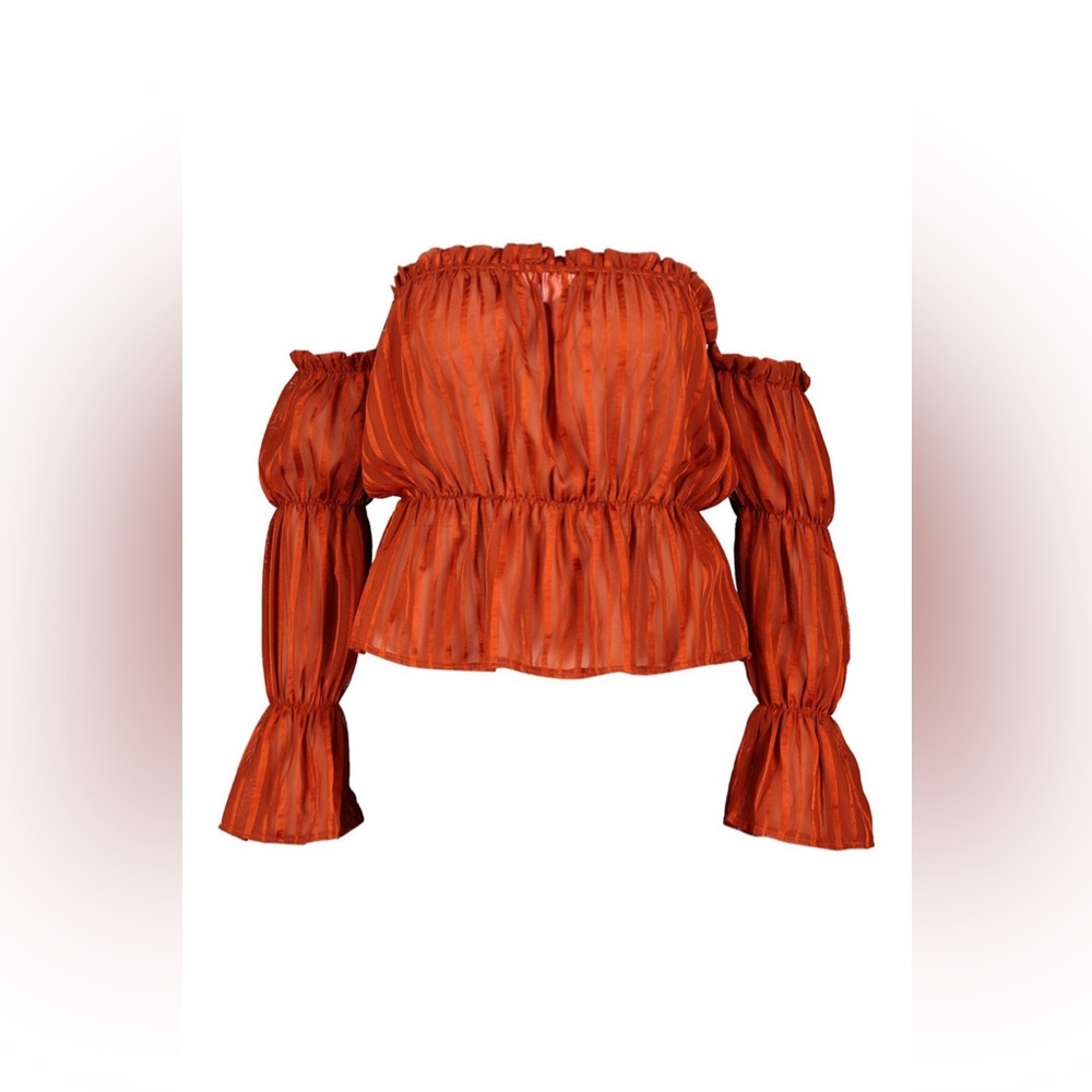 Boohoo Rust Off-Shoulder Top - Picture 4 of 5